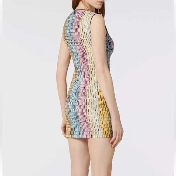 NWT Missoni Metallic Crochet Knit Dress Rainbow Stripe Small IT40 Mini New Rare - Picture 6 of 16
